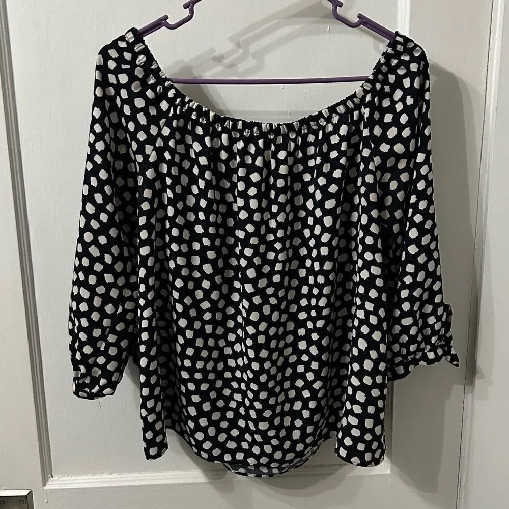 J. Crew Black and White Patterned Women's Top